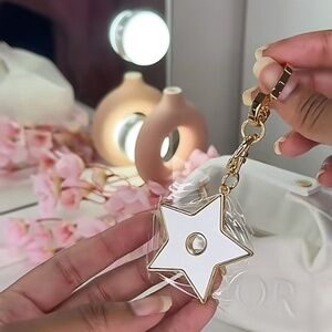 Dior Star Keychain Bag Charm White & Gold